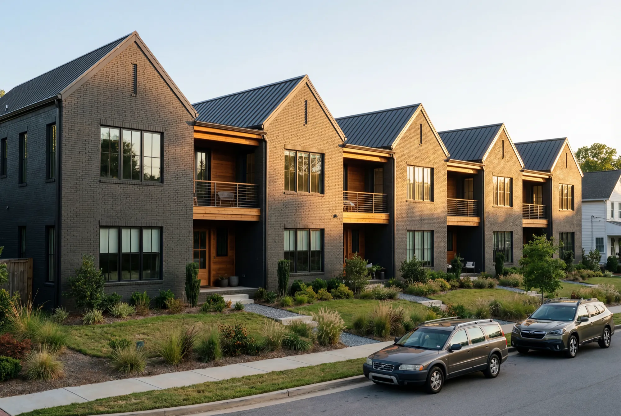 Modern townhomes built by Moksha Construction